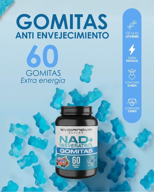 Gomitas NAD+ Resveratrol 1000mg | Energía Celular + Antienvejecimiento
