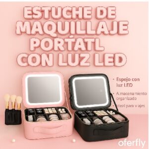 Cosmetiquera con Espejo LED y Compartimentos Ajustables