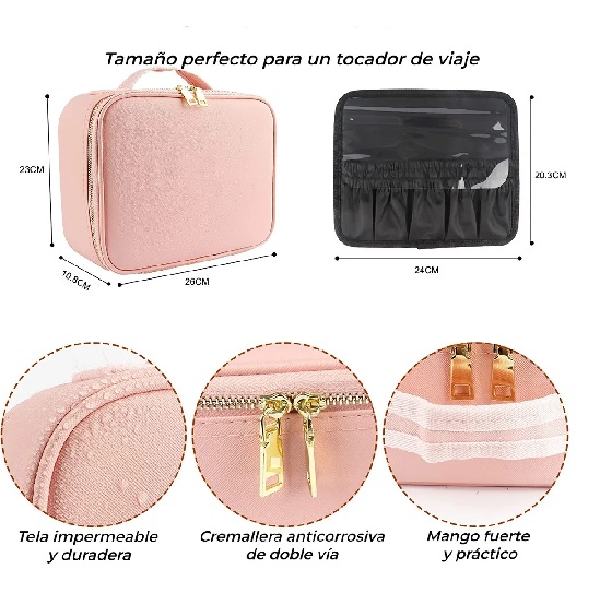 Cosmetiquera con Espejo LED y Compartimentos Ajustables - Imagen 2